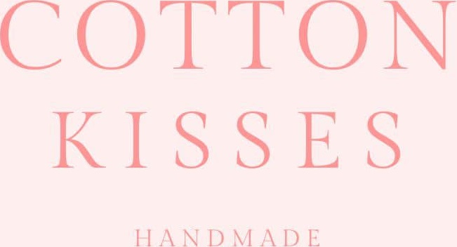 Cotton Kisses Handmade dark pink words on light pink background